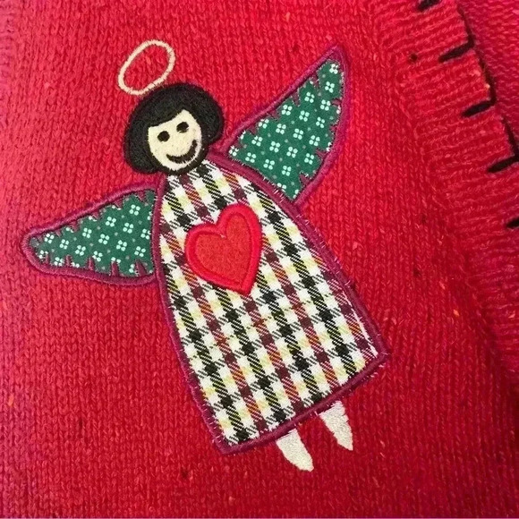 Victoria Jones Vintage Christmas Vest Embroidered Patches Wool Blend Womens 1X - Picture 5 of 10
